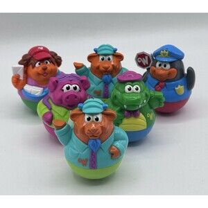 Vintage Weeebles Lot Of 6 Toy Figures Dog, Pig, Cow(s) Penguin Alligator